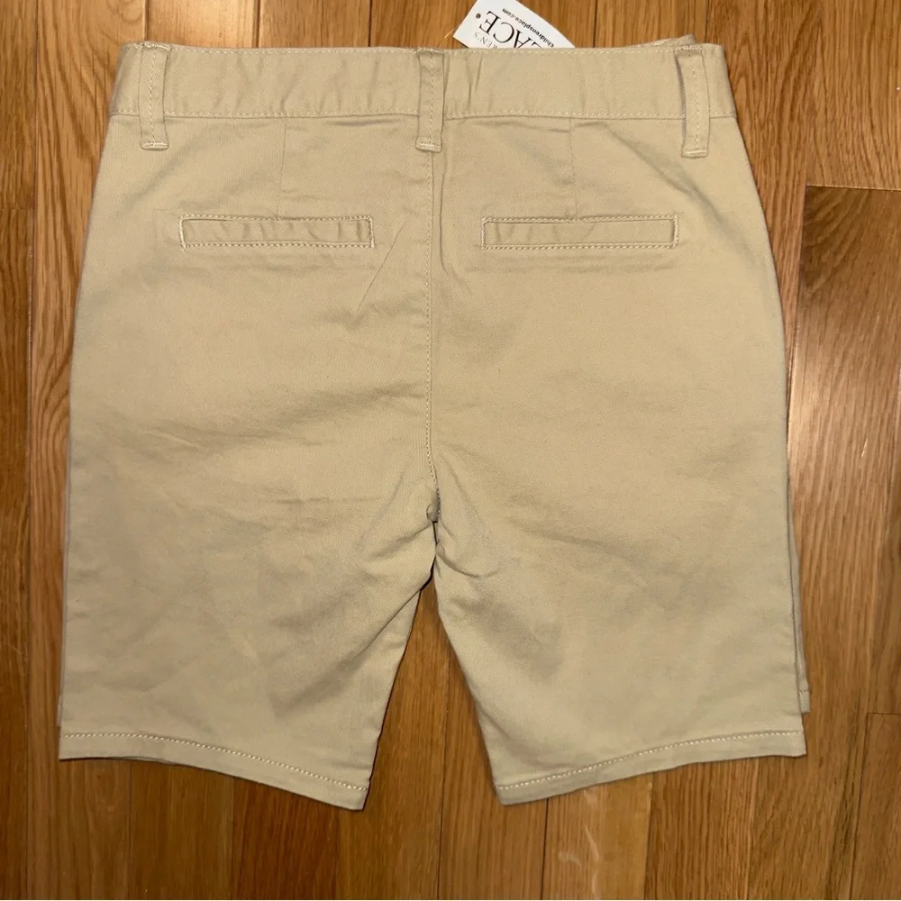 2- Childrens Place Chino Shorts. Size 6X/7. Girls Uniform Khaki Tan. Set of 2.